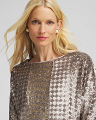 Chico's | Art Deco Dolman Sequins Tee/ Gold