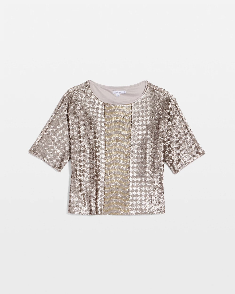 Chico's | Art Deco Dolman Sequins Tee/ Gold