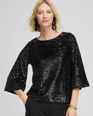 Chico's | Sparkling Sequin Party Tee/ Black