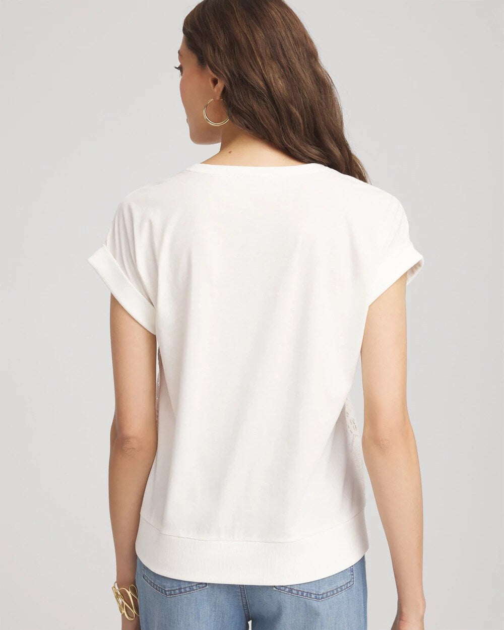 Chico's | Crocheted Cotton-Blend Shirt/ Ecru