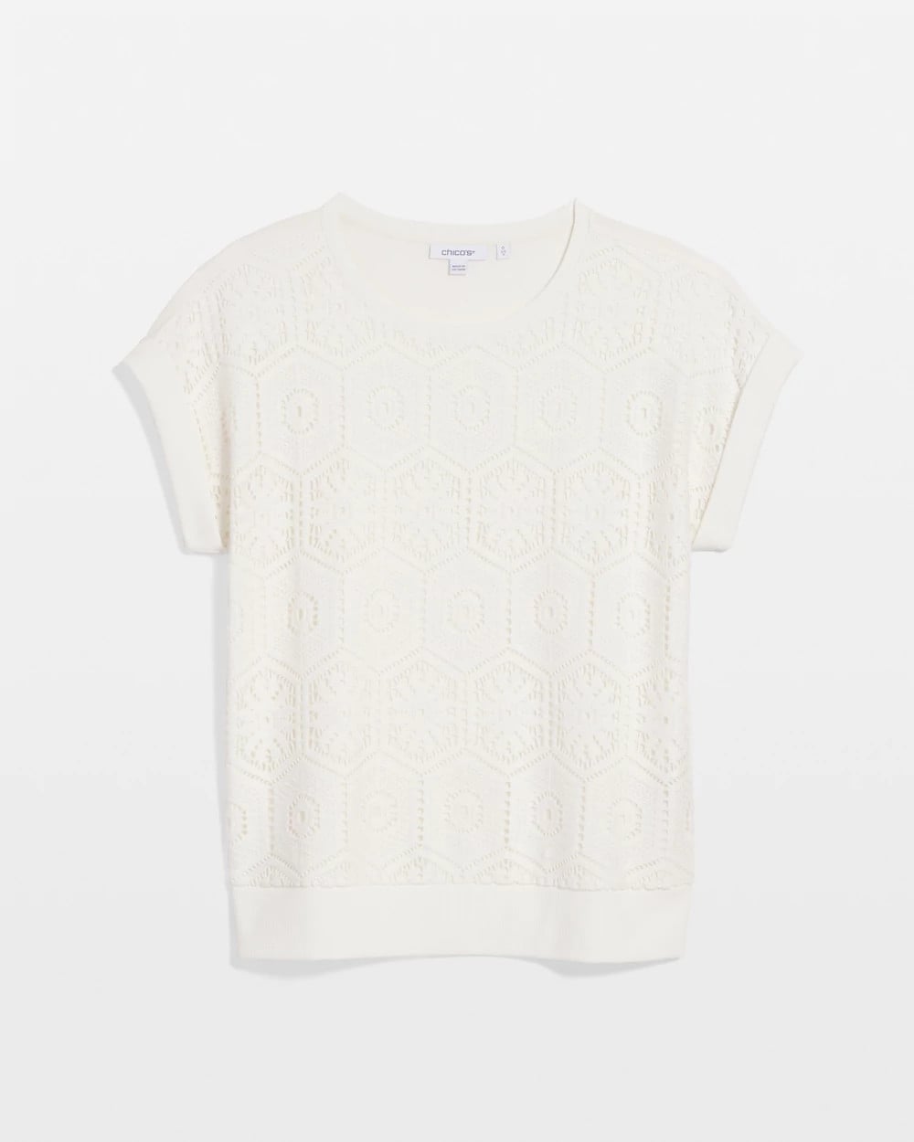 Chico's | Crocheted Cotton-Blend Shirt/ Ecru