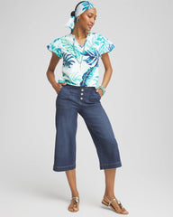 Chico's | Notch Neck Cap Sleeve Tee/ Paradiso Blue