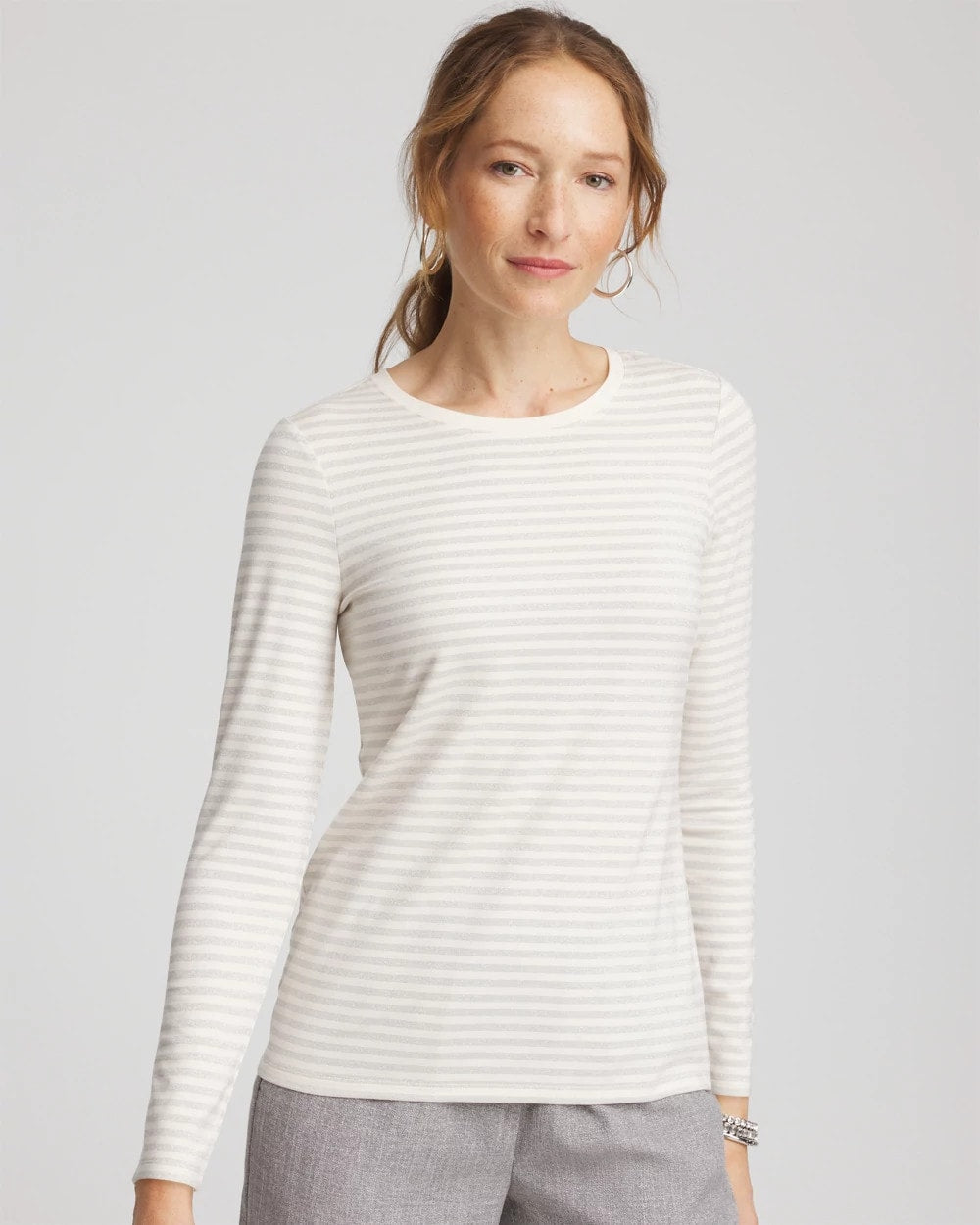 Chico's | Metallic Layering Tee/ English Cream