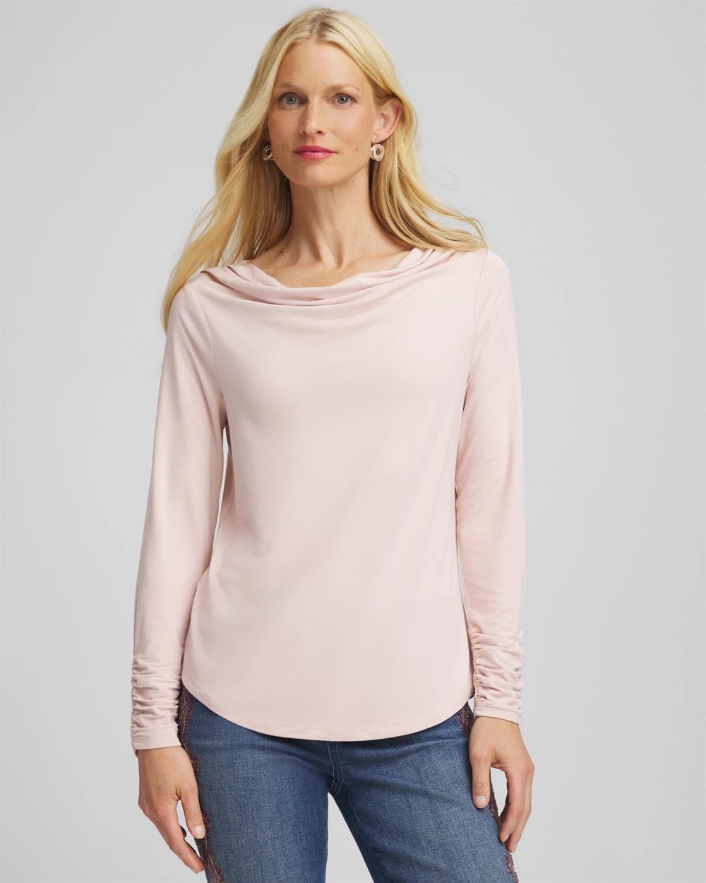 Chico's | Cowlneck Long-Sleeved Tee/ Rose Smoke