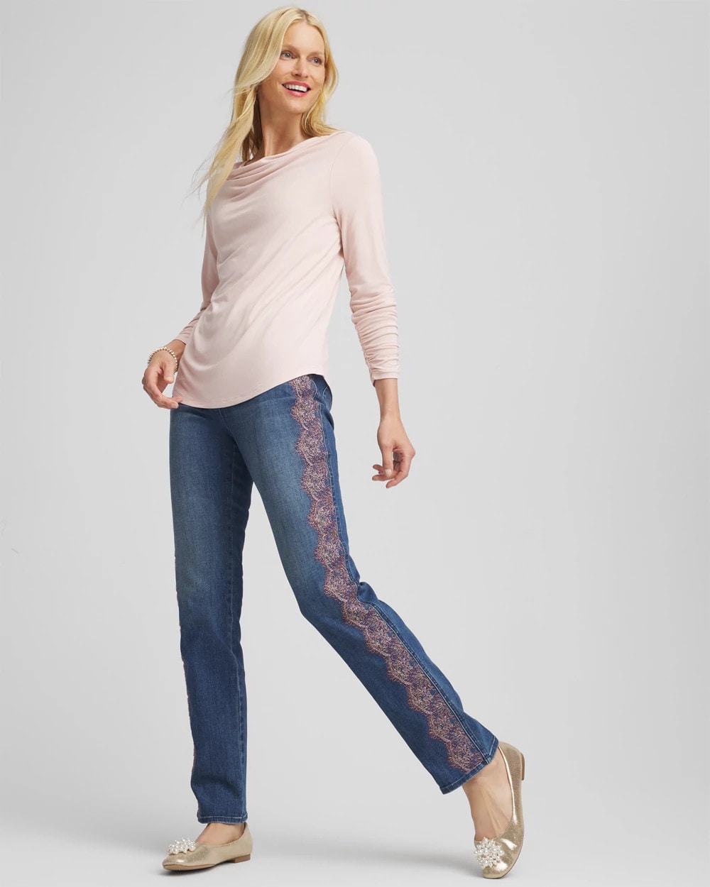 Chico's | Cowlneck Long-Sleeved Tee/ Rose Smoke