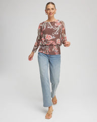 Chico's | Textured Banded-Hem Top/ Dried Mushroom