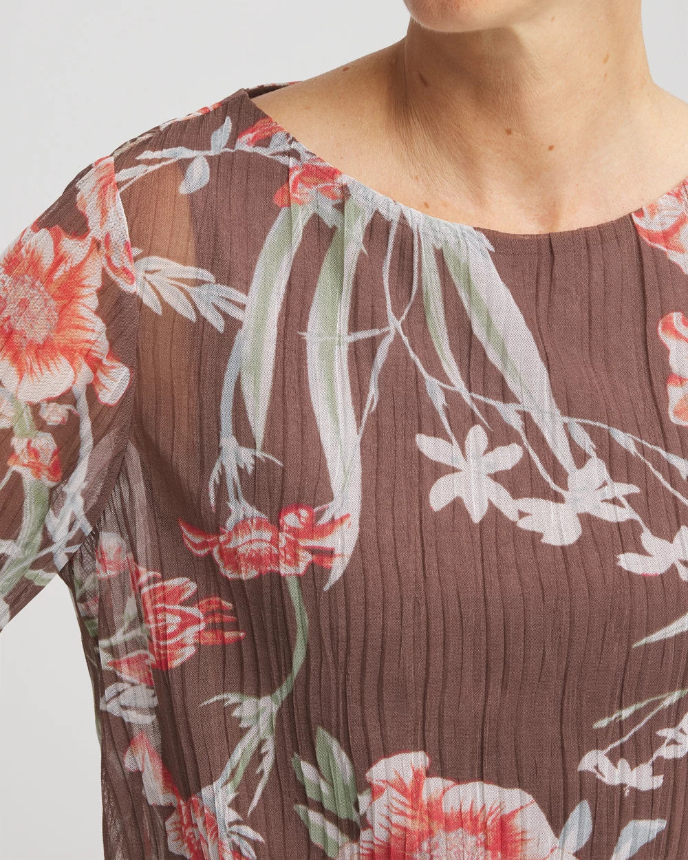 Chico's | Textured Banded-Hem Top/ Dried Mushroom