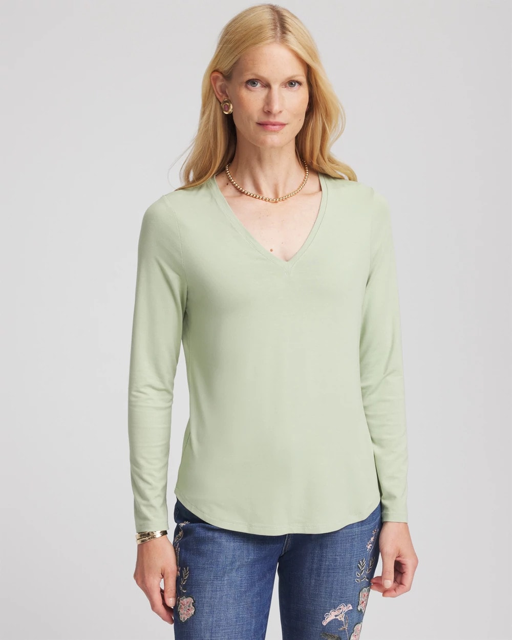 Chico's | Touch of Cool™ V-Neck Layering Tee/ Sage Meadow