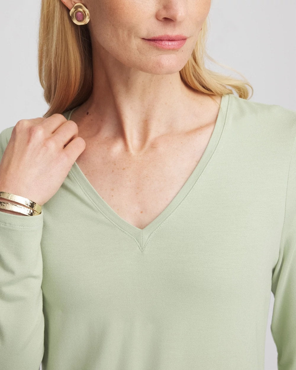 Chico's | Touch of Cool™ V-Neck Layering Tee/ Sage Meadow
