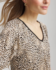Chico's | Leopard Braided Linen Top/ Ecru