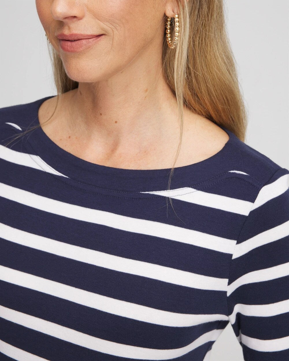 Chico's | Stretch Cotton Boatneck Tunic/ Passport Blue