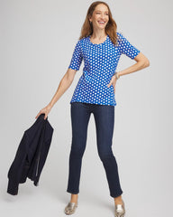 Chico's | Printed Slub Short Sleeve Tee/ Azure