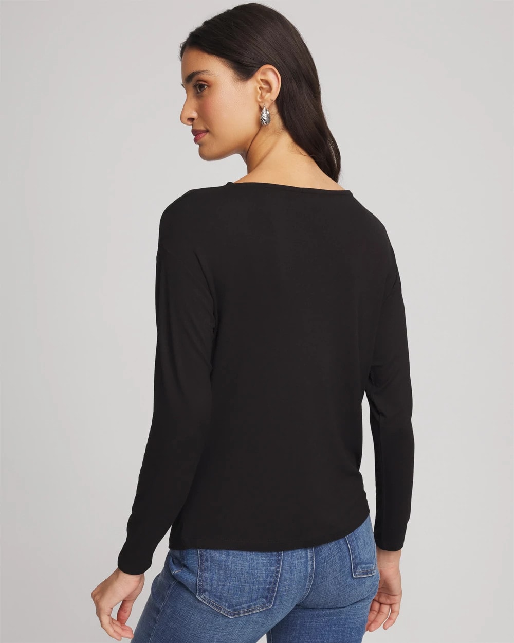 Chico's | Embellished Cowlneck Dolman Tee/ Black