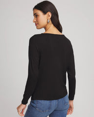 Chico's | Embellished Cowlneck Dolman Tee/ Black