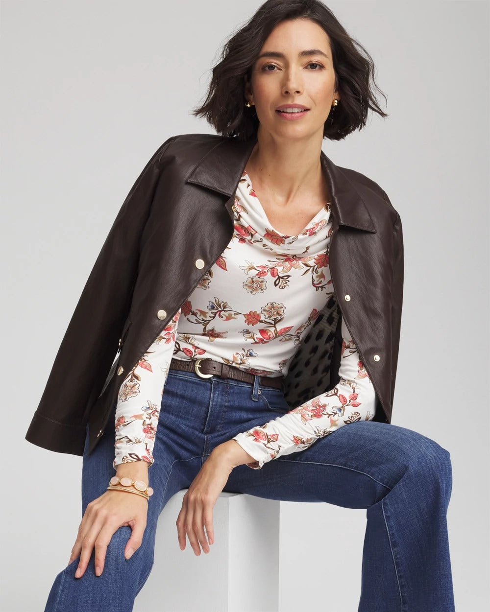 Chico's | Touch of Cool™ Long-Sleeved Cowlneck Tee/ Ecru