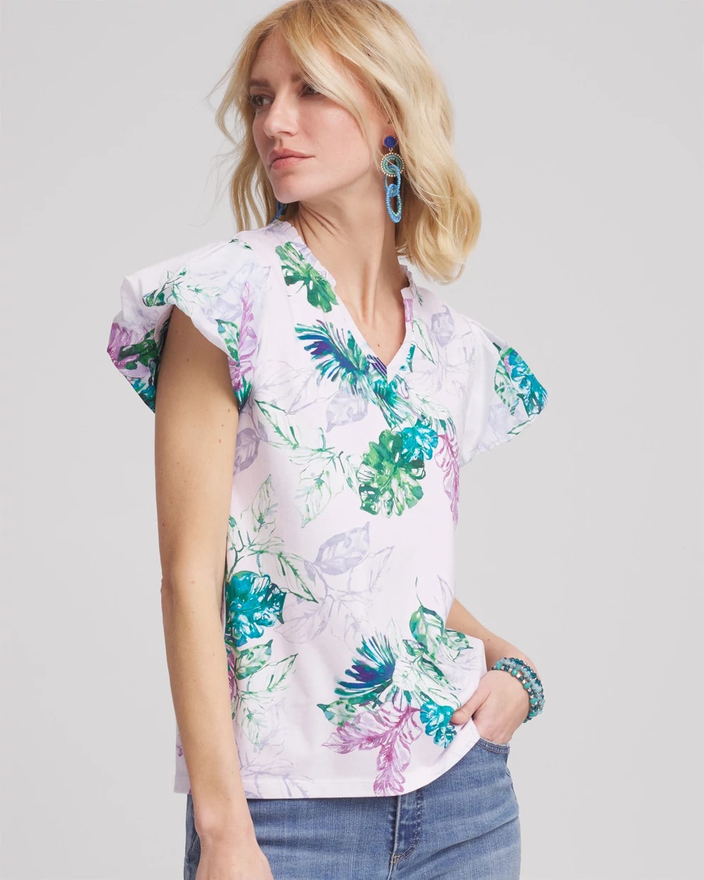 Chico's | Notch Neck Cap Sleeve Tee/ Gentle Lavender