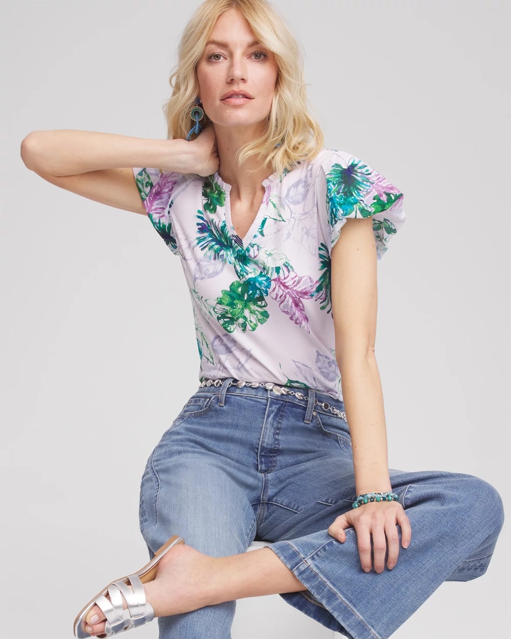 Chico's | Notch Neck Cap Sleeve Tee/ Gentle Lavender
