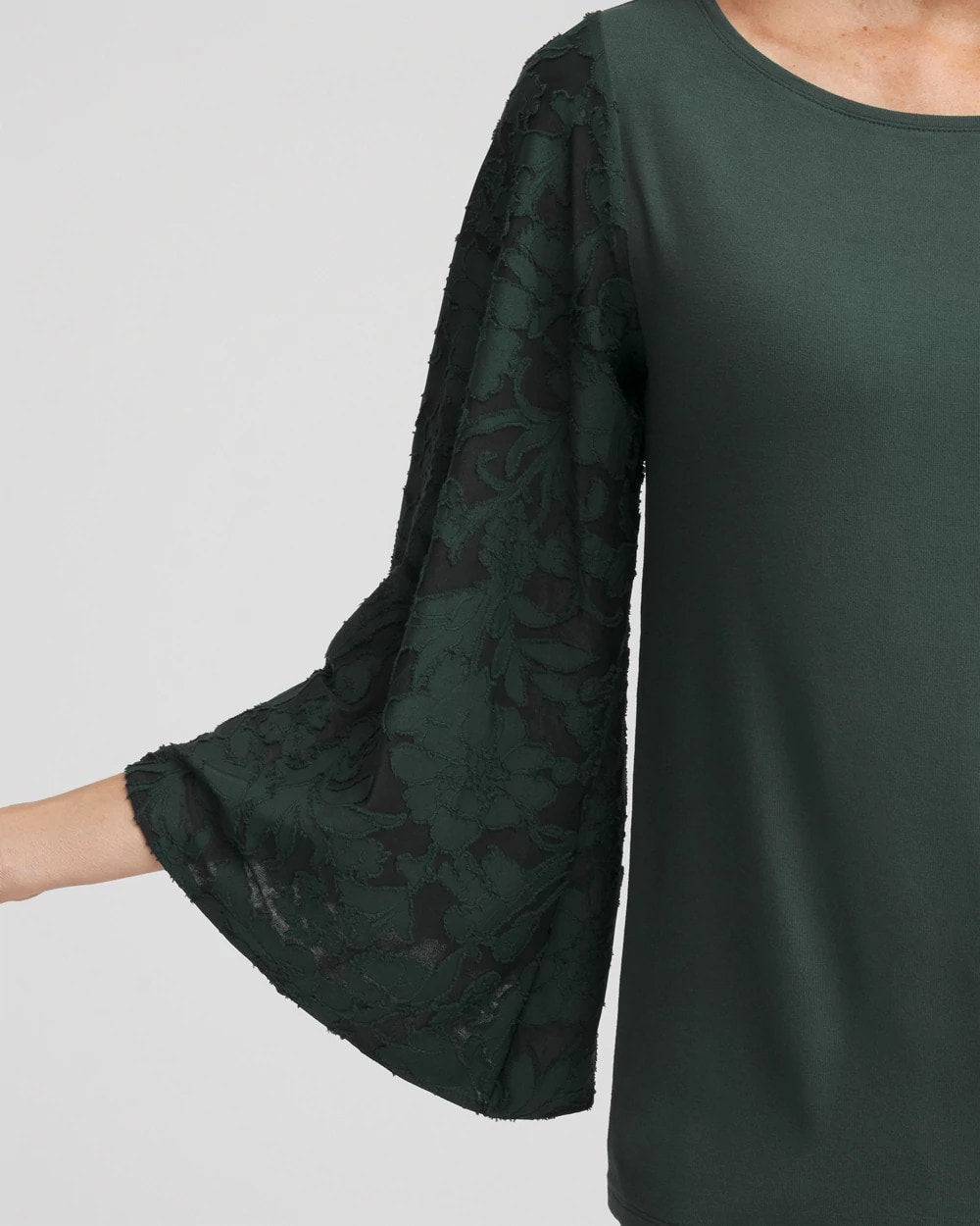 Chico's | Touch of Cool™ Burnout Angel-Sleeved Top/ Darkest Spruce