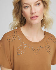 Chico's | Studded Tapered Dolman Top/ Burnt Sienna
