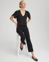 Chico's | Petal-Sleeve Voop Neck Tee/ Black