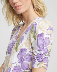 Chico's | Floral Slub Henley Tee/ Alabaster