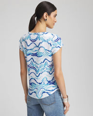 Chico's | Ocean Waves Cap Sleeve Dolman Tee/ Alabaster