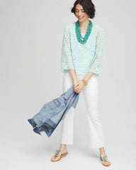 Chico's | Scalloped Hem Lace Top/ Teal Waters