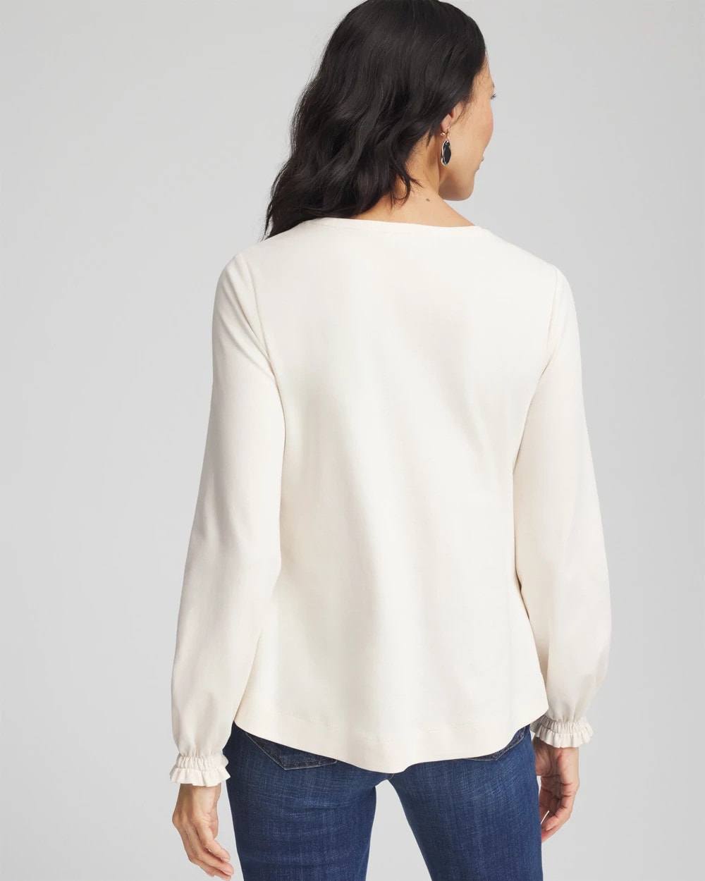 Chico's | Embellished Long-sleeve Top/ English Cream