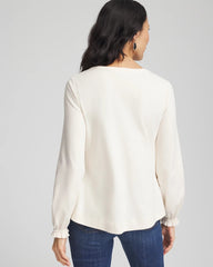 Chico's | Embellished Long-sleeve Top/ English Cream