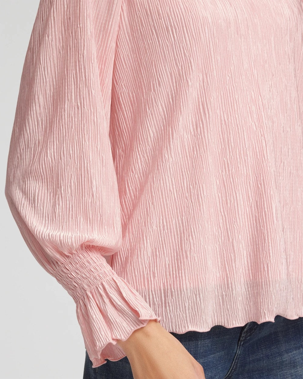 Chico's | Crinkle Bodre Voop Neck Top/ Blushed