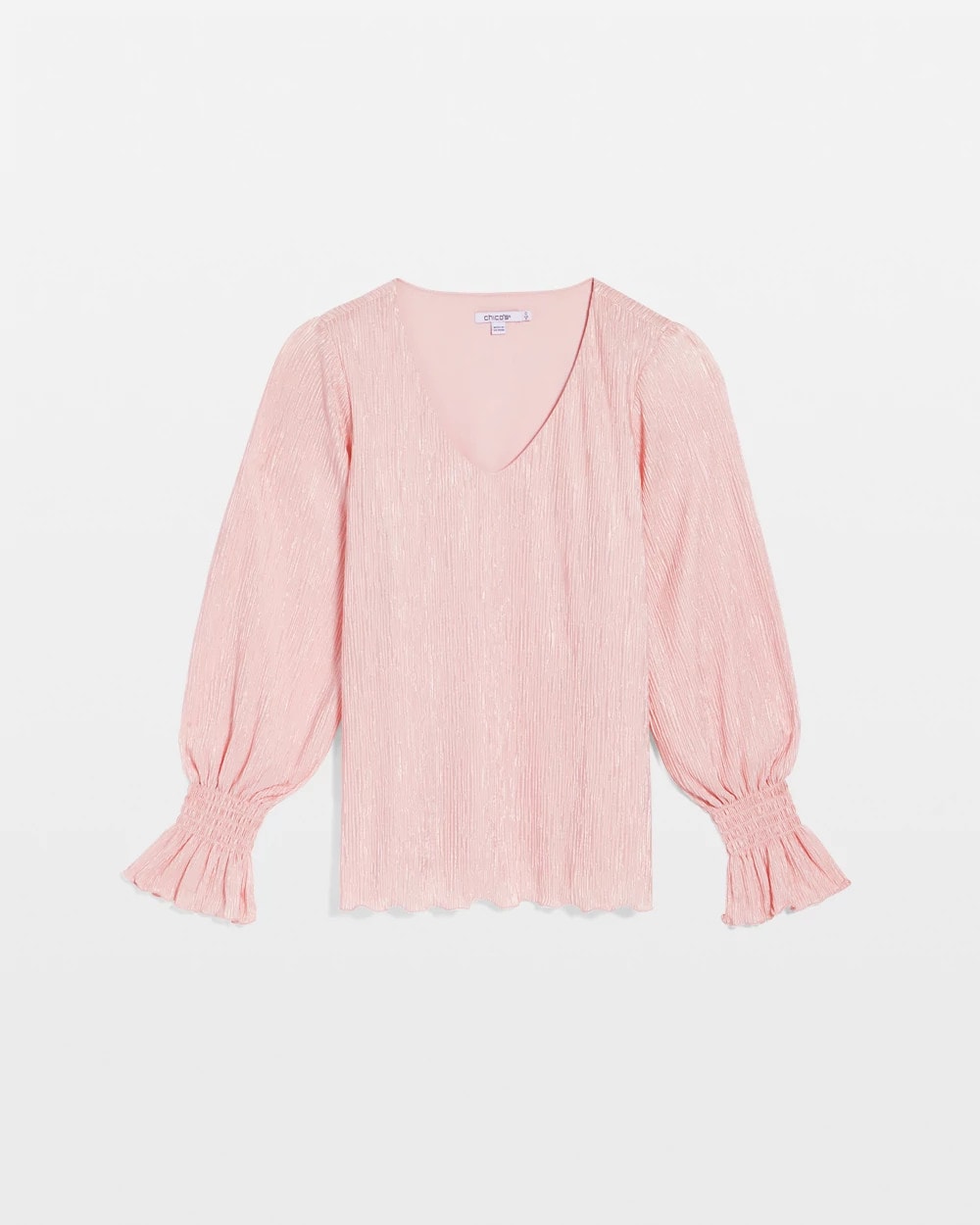 Chico's | Crinkle Bodre Voop Neck Top/ Blushed