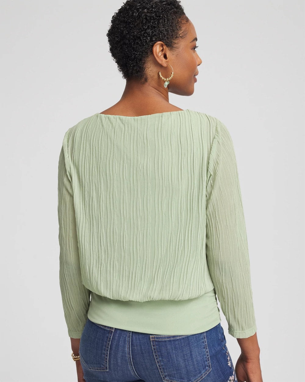 Chico's | Touch of Cool™ Textured Banded-Hem Top/ Sage Meadow