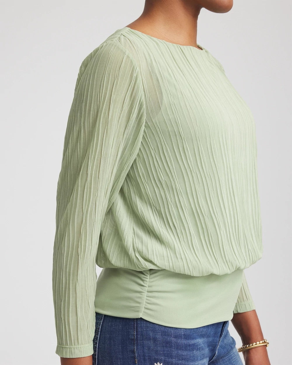 Chico's | Touch of Cool™ Textured Banded-Hem Top/ Sage Meadow