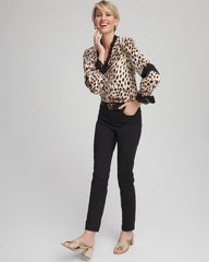 Chico's | Animal Print Long-Sleeved Top/ English Cream
