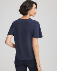 Chico's | Jersey Knit Cowlneck Tee/ Passport Blue
