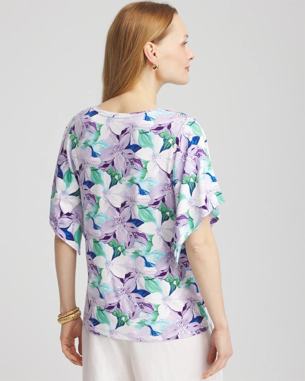 Chico's | Touch of Cool™ Lily Handkerchief-Sleeve V-Neck Tee/ Gentle Lavender