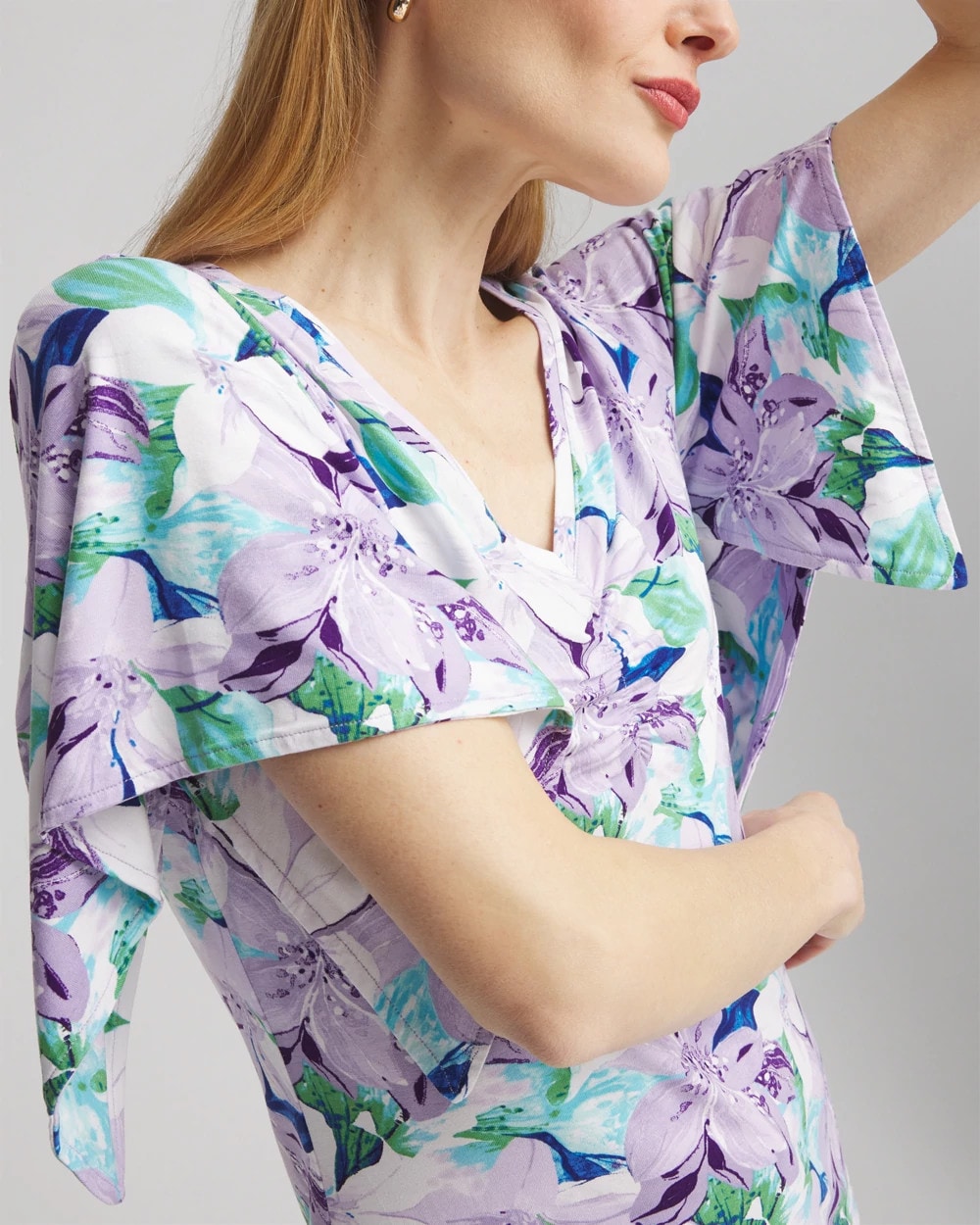 Chico's | Touch of Cool™ Lily Handkerchief-Sleeve V-Neck Tee/ Gentle Lavender