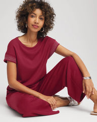 Chico's | Zenergy® Embellished Short-Sleeve Top/ Russet Red