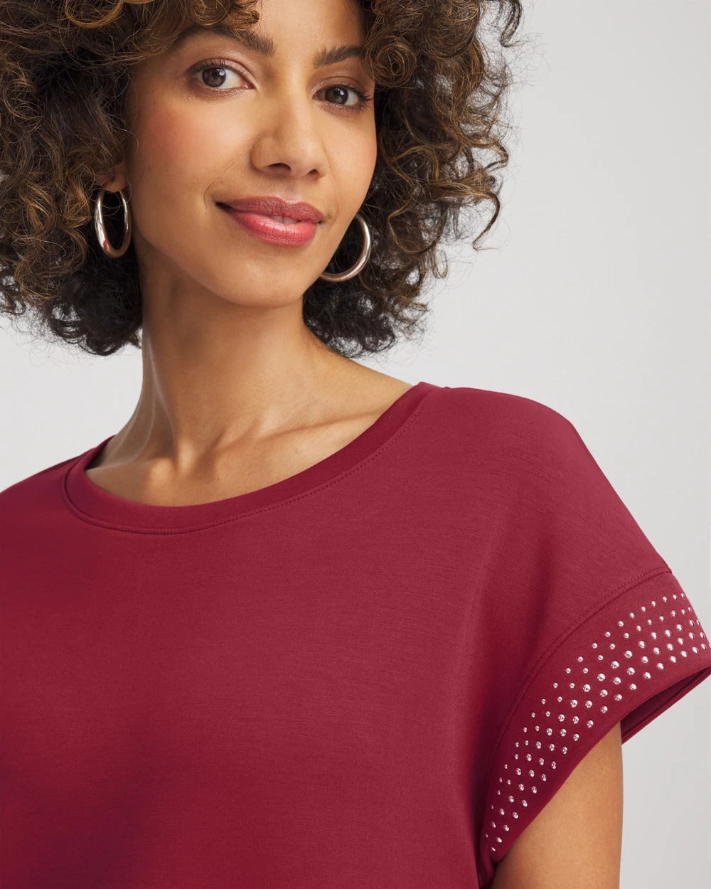 Chico's | Zenergy® Embellished Short-Sleeve Top/ Russet Red