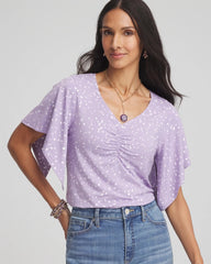 Chico's | Touch of Cool™ Handkerchief-Sleeve V-Neck Tee/ Gentle Lavender