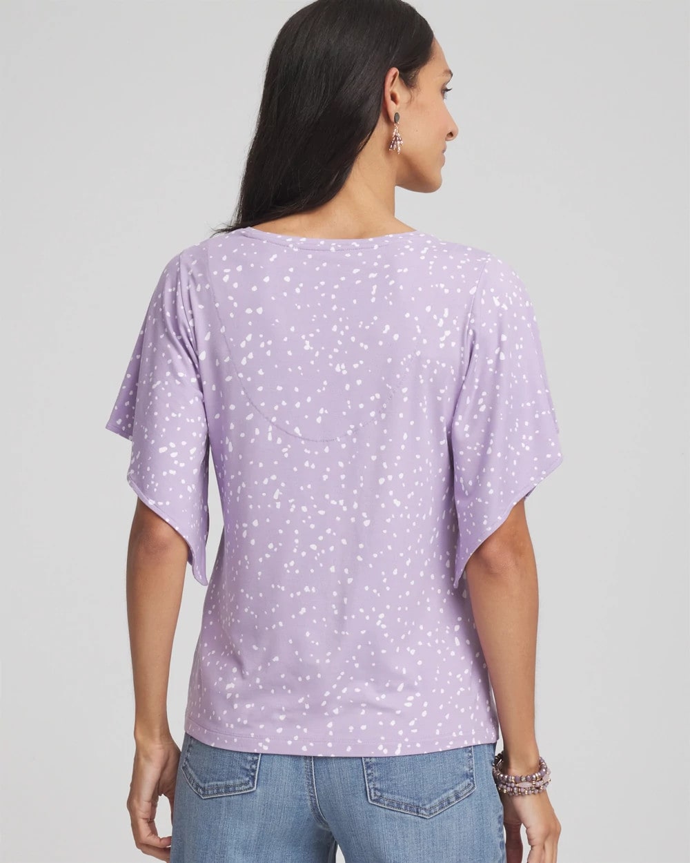 Chico's | Touch of Cool™ Handkerchief-Sleeve V-Neck Tee/ Gentle Lavender