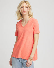 Chico's | Slub V-Neck Tee/ Sunset Peach