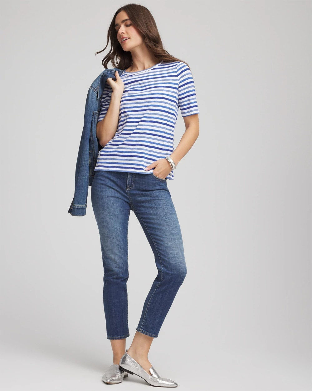 Chico's | Slub Short Sleeve Tee/ Blue Pearl