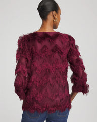 Chico's | Chevron Fringe Party Top/ Deep Chianti