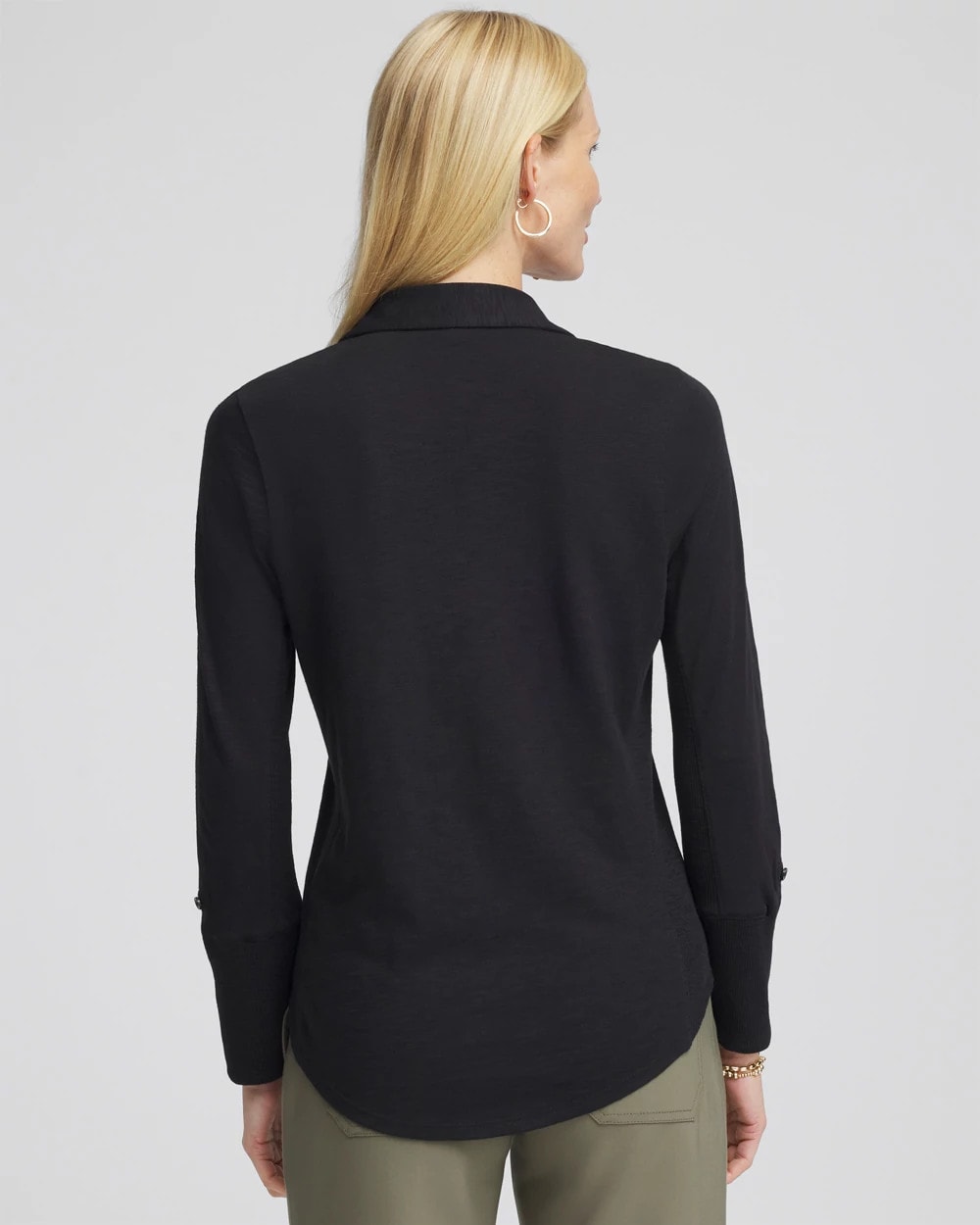 Chico's | Collared Henley Shirt/ Black