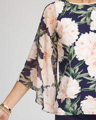 Chico's | Georgette Angel-Sleeved Top/ Darkest Spruce