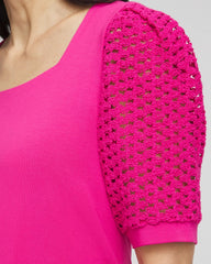 Chico's | Touch of Cool™ Crochet Lace Square-Neck Tee/ Crushed Berries