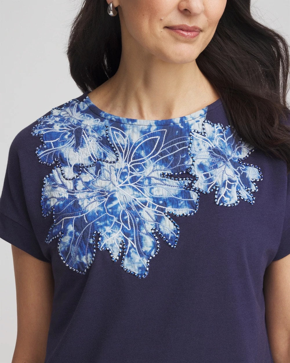 Chico's | Zenergy® UPF Knit Applique Dolman Top/ Passport Blue