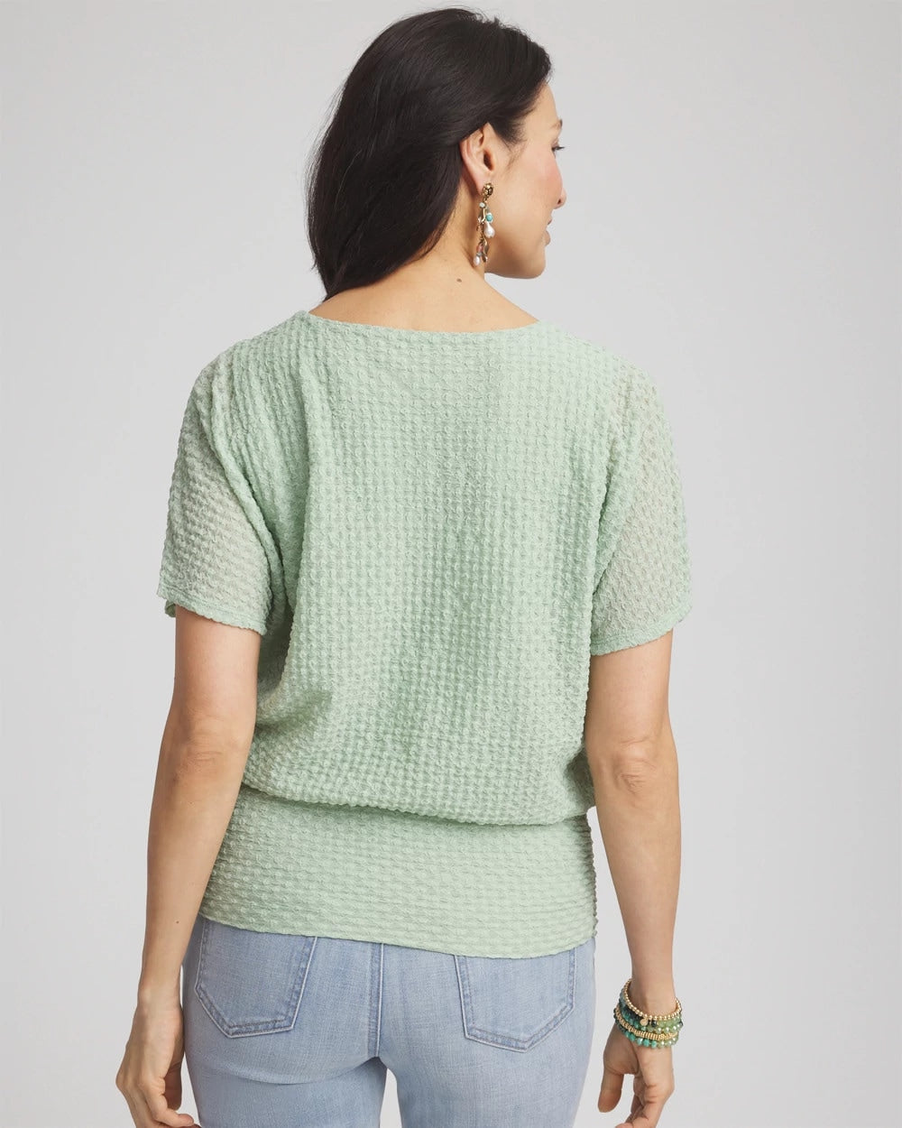 Chico's | Jacquard Banded Hem Top/ Moroccan Mint