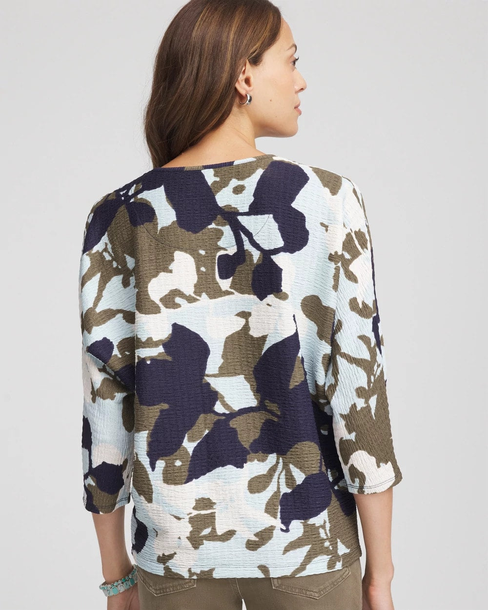 Chico's | Floral Wedge Top/ Blue Menthe